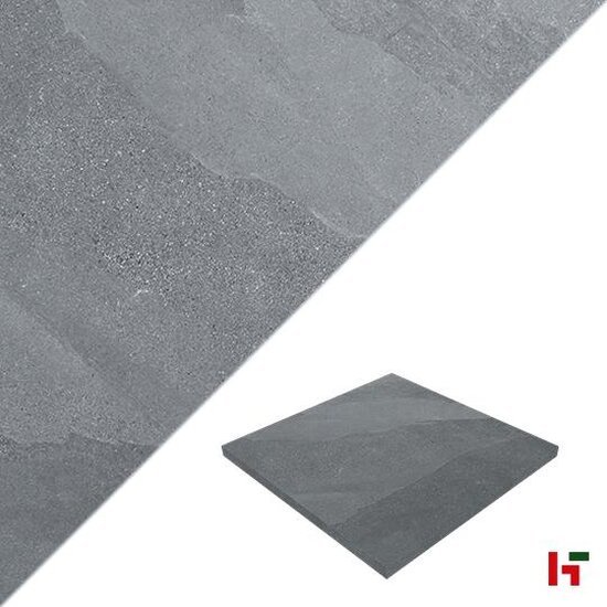 Keramische tegels - Solido Ceramica, Isola Antraciet 60 x 60 x 3 cm - Stone Base