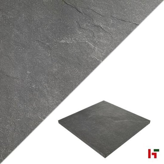 Keramische tegels - Solido Ceramica, Slate Diamond Black 60 x 60 x 3 cm - Stone Base