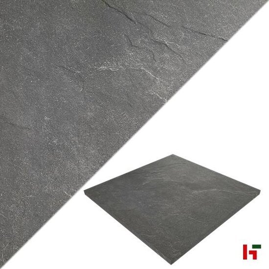 Keramische tegels - Solido Ceramica, Slate Diamond Black 80 x 80 x 3 cm - Stone Base