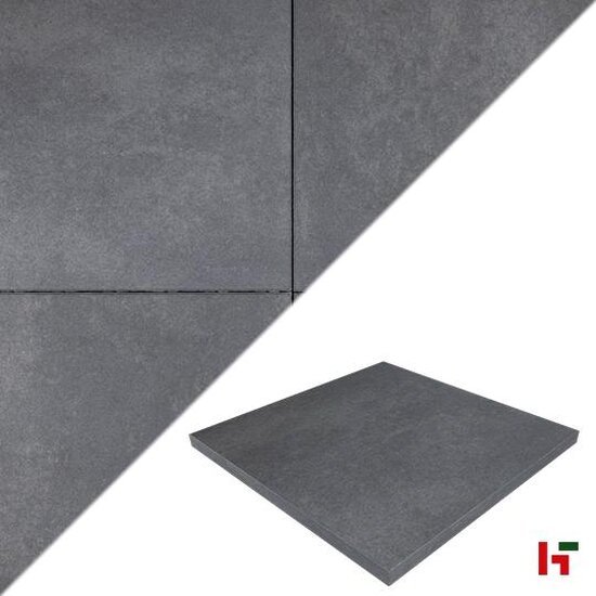 Betontegels - Trippel T, Betontegel Zwart/Grijs Genuanceerd 80 x 80 x 6 cm - MBI