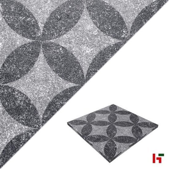 Gecoate betontegels - GeoProArte® Flowers, Gecoate Terrastegel Light Grey Flower 60 x 60 x 4 cm - MBI