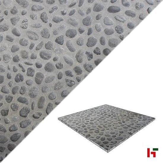 Keramische tegels - Pebble, Keramische Terrastegel Black 90 x 90 x 2 cm - Stone Base