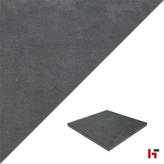 Keramische tegels - Solido Ceramica, Cemento Black 60 x 60 x 3 cm - Stone Base